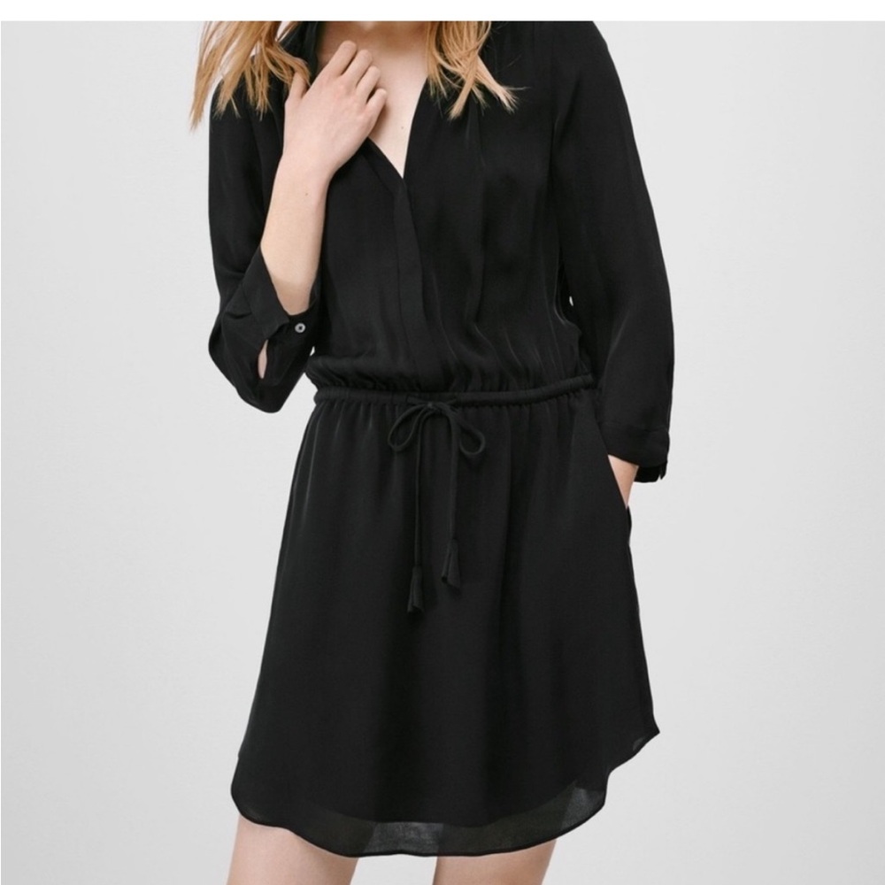 Aritzia Black Sheath Mini Dress with Cuffed Long Sleeves